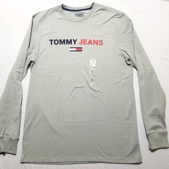 Tommy Hilfiger Men long sleeve T-Shirt Graphic‎ Logo Flag Crewneck New - Picture 1 of 4